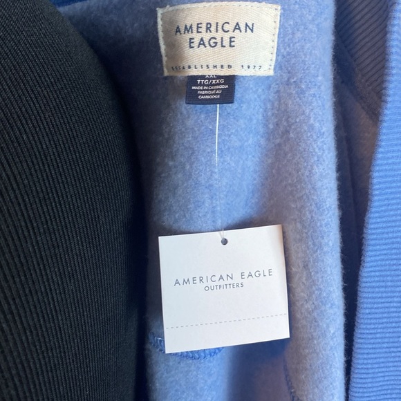 AE American Eagle Blue Cropped Shrug Sweatshirt Sz XXL NWT - Picture 7 of 8